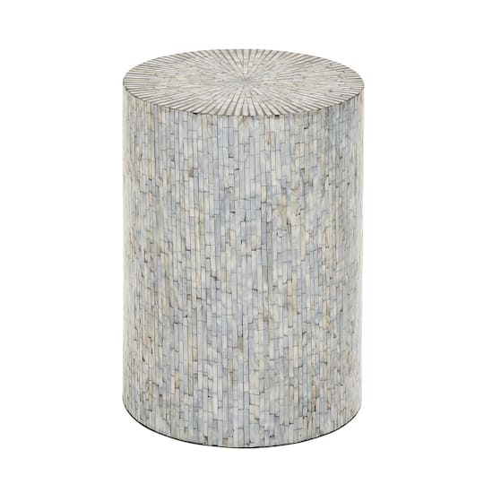 20" Multicolor Shell & Wood Contemporary Accent Table
